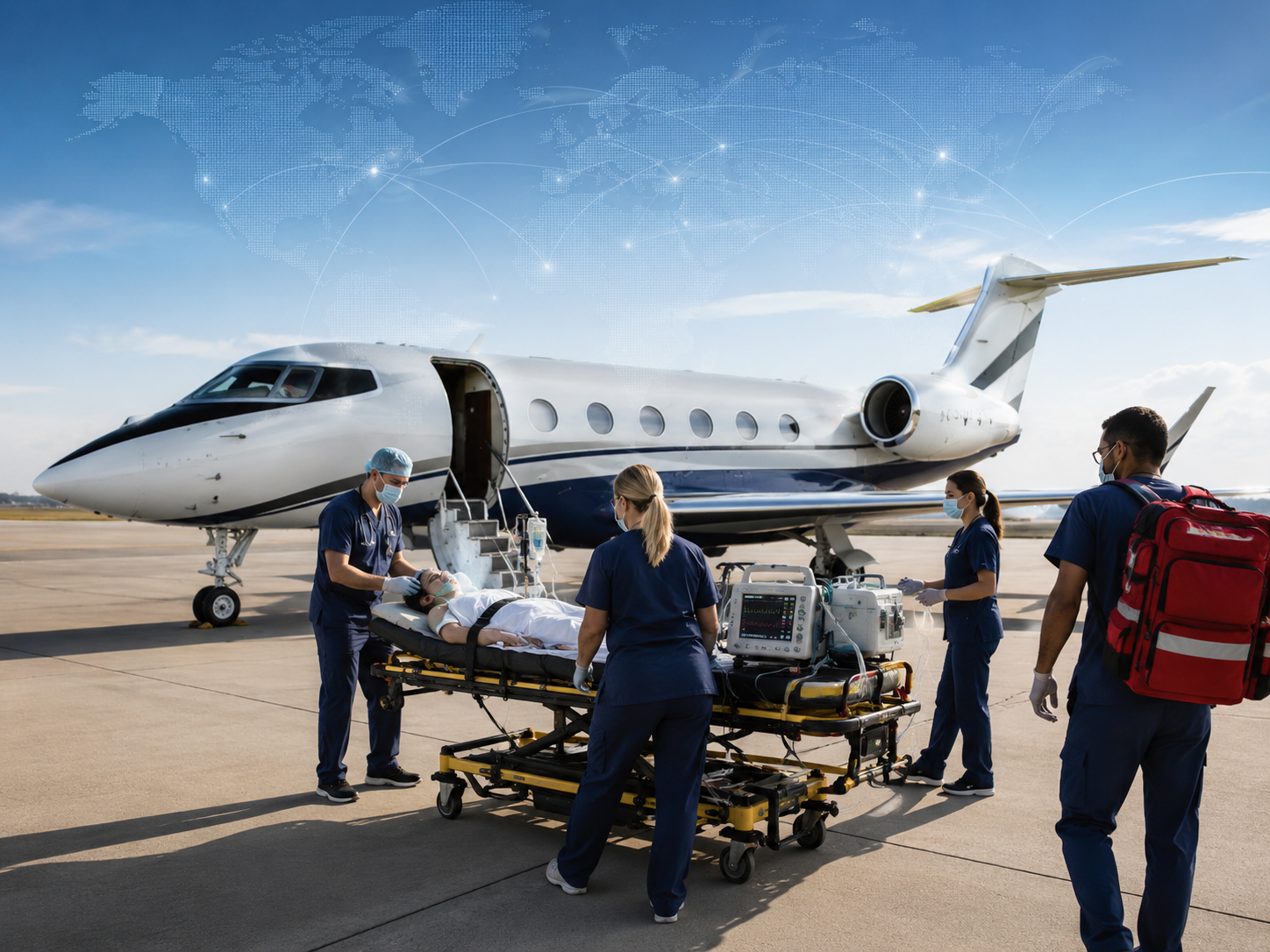 REACT air ambulance aircraft ready for mission